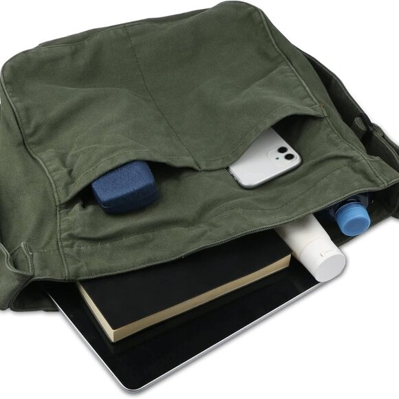 Canvas Hobo Crossbody Shoulder Tote Bag for Men Women Casual Travel Work - Picture 4 of 6